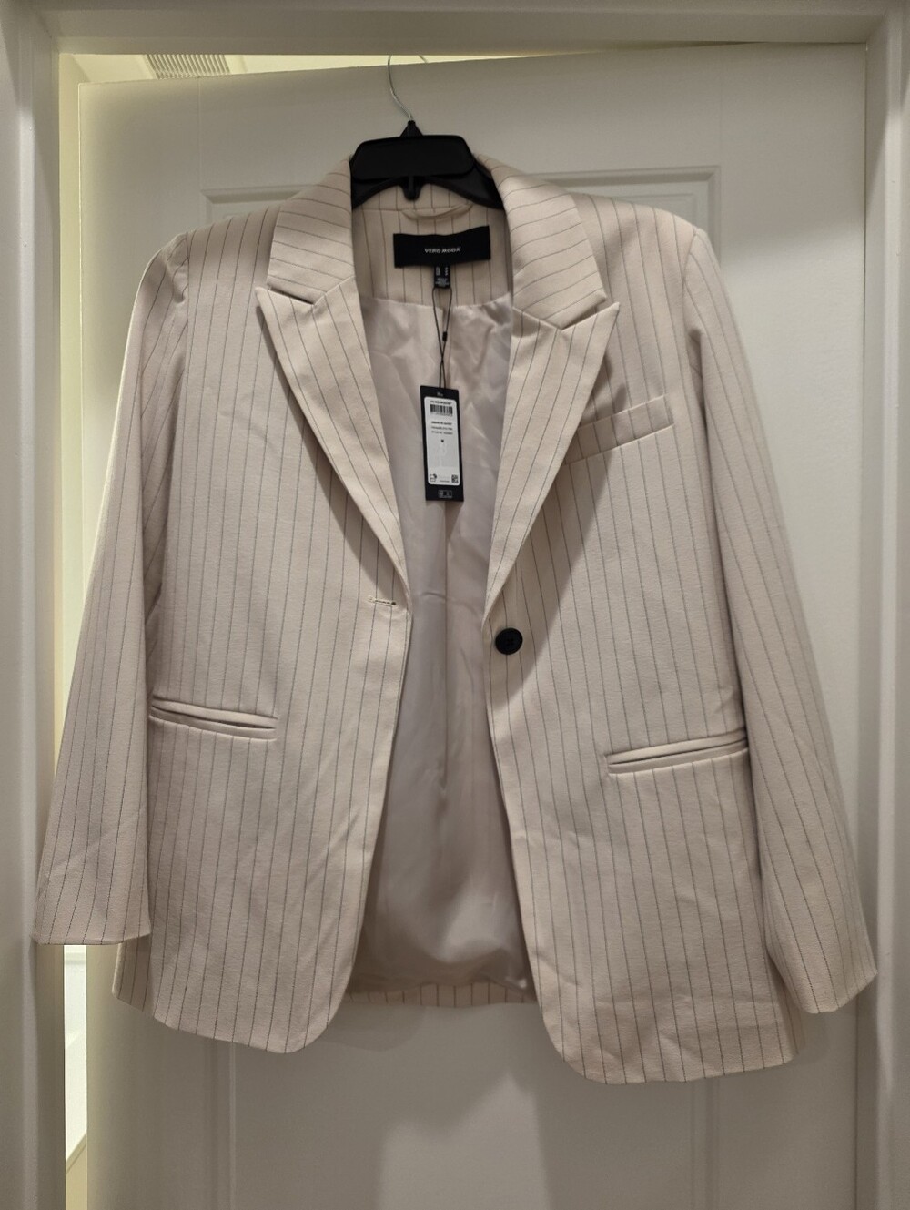 Vince Camuto Blush Pink Pinstripe Single-Button Blazer